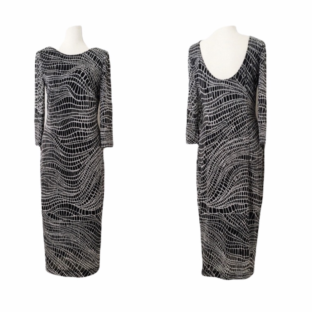 ECI New York Black White Fitted Dress Size Medium